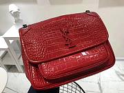YSL| Niki Crocodile-Embossed Shoulder Bag Red Patent - 28x20x8.5cm - 5