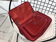 YSL| Niki Crocodile-Embossed Shoulder Bag Red Patent - 28x20x8.5cm - 3