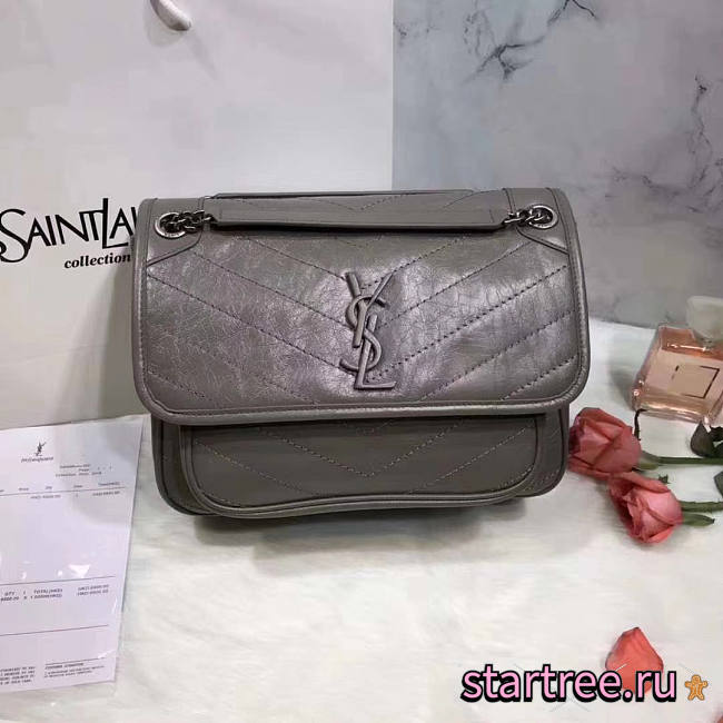 YSL| Niki Shoulder Bag Grey - 28x20x8.5cm - 1