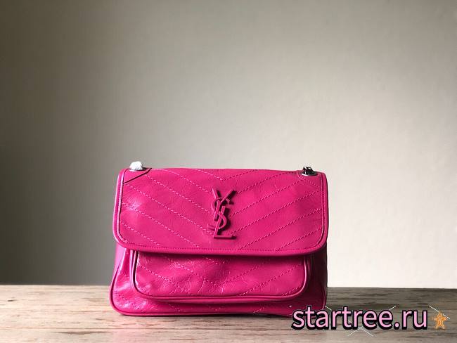 YSL| Niki In Crinkled Vintage Leather Pink - 28x9x19cm - 1