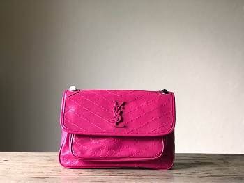 YSL| Niki In Crinkled Vintage Leather Pink - 28x9x19cm