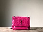 YSL| Niki Small In Crinkled Vintage Leather Pink - 22cm - 1