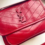 YSL| Niki Baby In Crinkled Vintage Leather Red - 22x16.5x12cm - 2