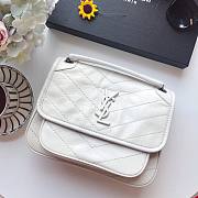 YSL| Niki Baby In Crinkled Vintage Leather White - 22x16.5x12cm - 6