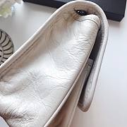 YSL| Niki Baby In Crinkled Vintage Leather White - 22x16.5x12cm - 5