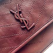 YSL| Niki Baby In Crinkled Vintage Leather Red Wine - 22x16.5x12cm - 4