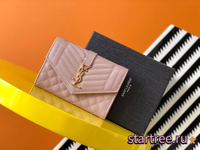 YSL| Monogram Small Envelope Wallet Pink - 13,5 x 9,5 x 3 cm - 1