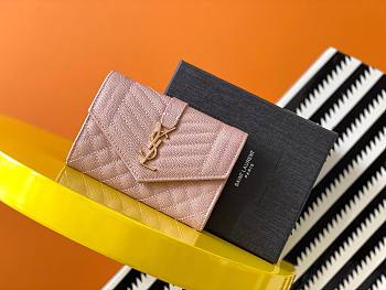 YSL| Monogram Small Envelope Wallet Pink - 13,5 x 9,5 x 3 cm