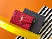 YSL| Monogram Small Envelope Wallet Red - 13,5 x 9,5 x 3 cm - 1