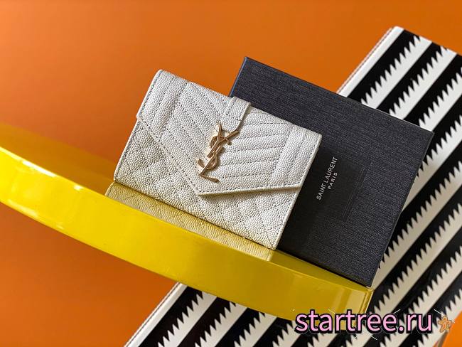 YSL| Monogram Small Envelope Wallet White - 13,5 x 9,5 x 3 cm - 1