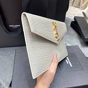 YSL| Uptown Pouch In Crocodile Embossed Shiny Leather White  - 27×16×2cm - 6