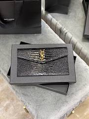YSL| Uptown Pouch In Crocodile Embossed Shiny Leather Black  - 27×16×2cm - 1