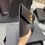 YSL| Uptown Pouch In Crocodile Embossed Shiny Leather Black  - 27×16×2cm - 6