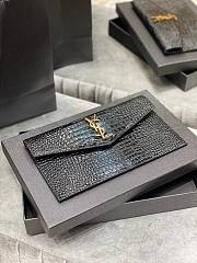 YSL| Uptown Pouch In Crocodile Embossed Shiny Leather Black  - 27×16×2cm - 4