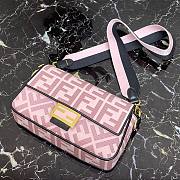 Fendi| Baguette Pink Canvas FF Bag - 8BR600 - 26x6x15cm - 6