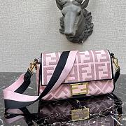 Fendi| Baguette Pink Canvas FF Bag - 8BR600 - 26x6x15cm - 3