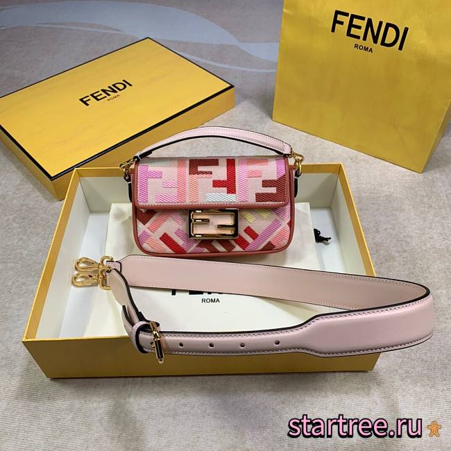 Fendi| Baguette Small Pink Canvas FF Bag From Lunar New Year -19x10 x4cm - 1
