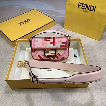 Fendi| Baguette Small Pink Canvas FF Bag From Lunar New Year -19x10 x4cm