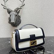  Fendi| Baguette Chain Black And White Nappa Leather Bag- 8BR783 -  27x6x13.5cm - 5