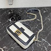  Fendi| Baguette Chain Black And White Nappa Leather Bag- 8BR783 -  27x6x13.5cm - 2