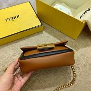 Fendi|Mini Baguette Chain Brown And Black Nappa Leather Bag- 8BS045 - 19x10x4cm - 6