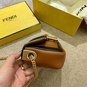 Fendi|Mini Baguette Chain Brown And Black Nappa Leather Bag- 8BS045 - 19x10x4cm - 5