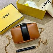 Fendi|Mini Baguette Chain Brown And Black Nappa Leather Bag- 8BS045 - 19x10x4cm - 2