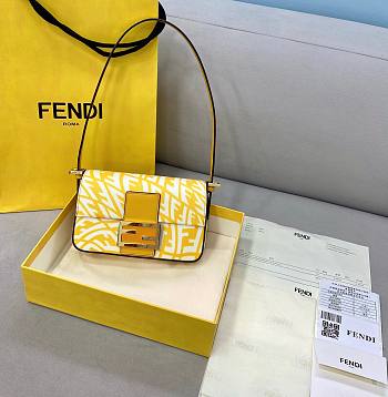 Fendi| Mini Baguette 1997 Yellow Glazed Canvas Bag- 8BS049 - 19x5x10cm