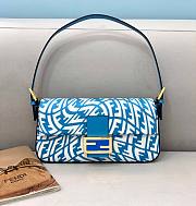 Fendi| Baguette 1997 Blue Glazed Canvas Bag- 8BR792 - 27x4x13cm - 1