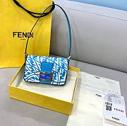 Fendi| Mini Baguette 1997 Blue Glazed Canvas Bag- 19x5x10cm - 1