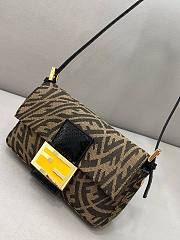 Fendi| Mini Baguette 1997 Brown Jacquard FF Vertigo Bag - 8BS049 - 27×4×13cm - 3