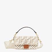 Fendi| Baguette White Canvas Bag With Embroidery- 8BR600 - 27×6×15cm - 1