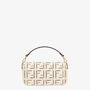 Fendi| Baguette White Canvas Bag With Embroidery- 8BR600 - 27×6×15cm - 5