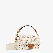 Fendi| Baguette White Canvas Bag With Embroidery- 8BR600 - 27×6×15cm - 4