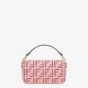 Fendi| Baguette Pink Canvas Bag With Embroidery- 8BR600 - 27×6×15cm - 5