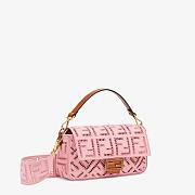 Fendi| Baguette Pink Canvas Bag With Embroidery- 8BR600 - 27×6×15cm - 4