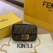 Fendi| Mini Baguette Brown Fabric Bag- 19x10x4cm - 1