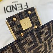 Fendi| Mini Baguette Brown Fabric Bag- 19x10x4cm - 4