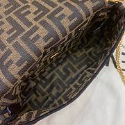 Fendi| Mini Baguette Brown Fabric Bag- 19x10x4cm - 2