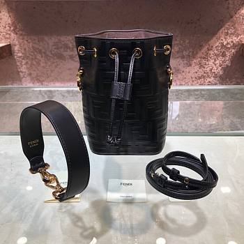 Fendi| Mon Tresor Black Leather Bag- 8BS010 - 18x12x10cm