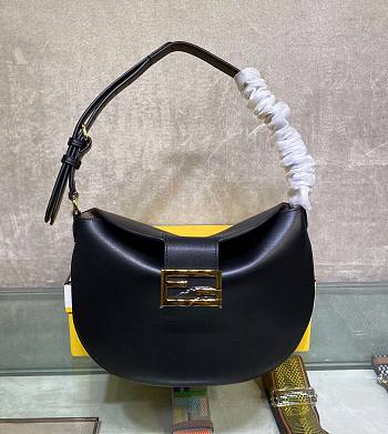 Fendi| Small Croissant Black Leather Bag- 8BR790 - 29x22x13cm