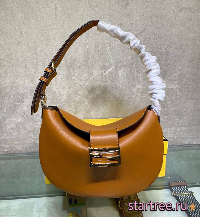 Fendi| Small Croissant Brown Leather Bag- 8BR790 - 29x22x13cm - 1