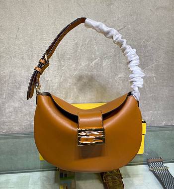Fendi| Small Croissant Brown Leather Bag- 8BR790 - 29x22x13cm