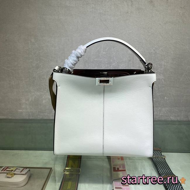 Fendi| Medium Peekaboo X-Lite White Leather Bag- 8BN310 - 30x25x15cm - 1