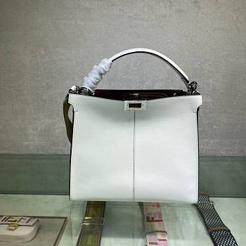 Fendi| Medium Peekaboo X-Lite White Leather Bag- 8BN310 - 30x25x15cm