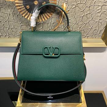 Valentino |Large Vsling Grainy Calfskin Dark Green - 30 x 21 x 14 cm