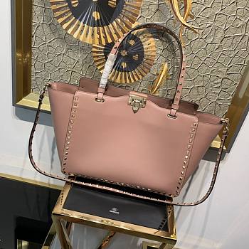 Valentino |Medium Calfskin Leather Rockstud Taupe Bag - 33×14×26cm