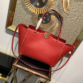 Valentino |Medium Grain Calfskin Red Bag - ZW2B09 - 33×14×26cm