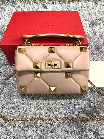 Valentino | Medium Nappa Roman Stud Rose Cannelle Bag- WW2B0-25x16x10cm
