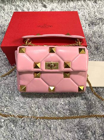 Valentino | Medium Nappa Roman Stud Pink Bag- WW2B0-25x16x10cm